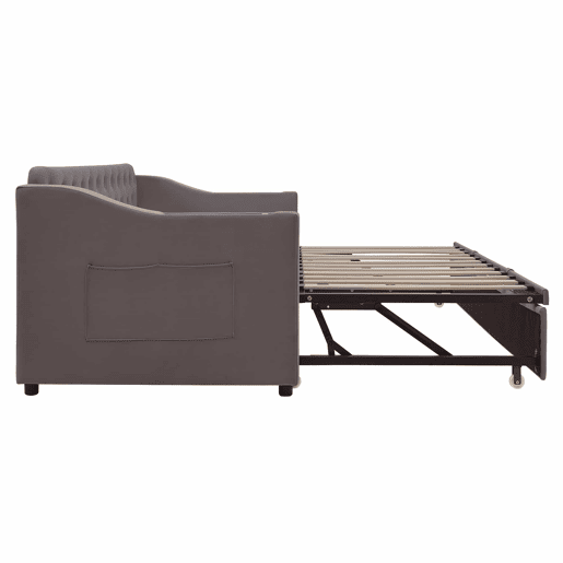 Sofá-cama 90180*190 cm - Braço mais largo e espesso com porta USB, armazenamento integrado nos braços, com bolsos, com estrado - Cinza escuro