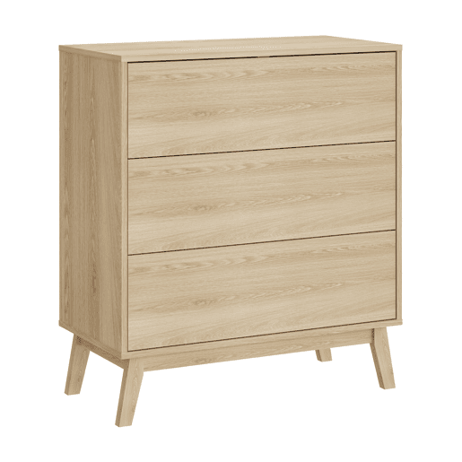 Cómoda Aastmabospoo com 3 gavetas 90x80x40 cm Aspeto carvalho claro en.casa