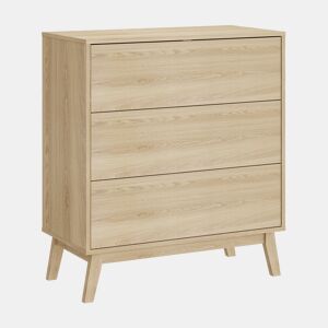 Cómoda Aastmabospoo com 3 gavetas 90x80x40 cm Aspeto carvalho claro en.casa