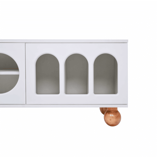 Móvel TV 170cm - 2 portas - 3 zonas abertas em arco - Branco