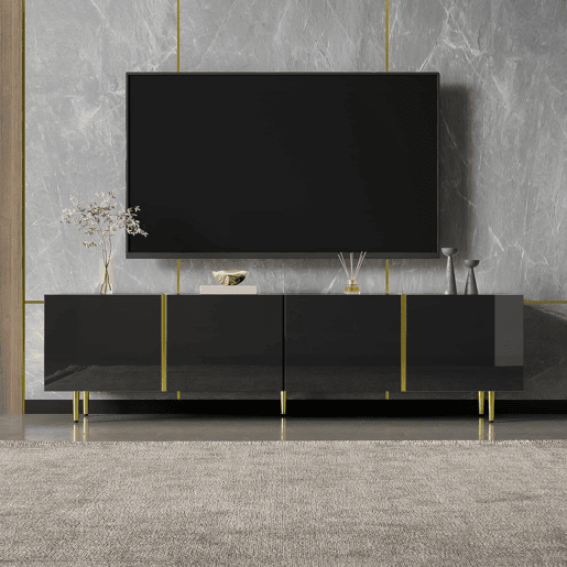 Móvel TV L 170 cm - com 4 portas - MDF - Preto Móvel TV L 170 cm - com 4 portas - MDF - Preto