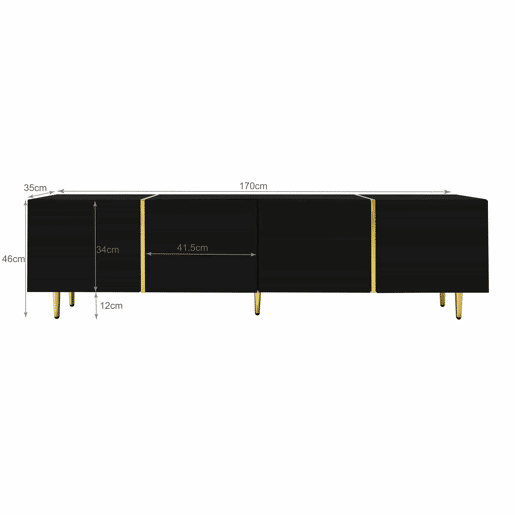 Móvel TV L 170 cm - com 4 portas - MDF - Preto Móvel TV L 170 cm - com 4 portas - MDF - Preto