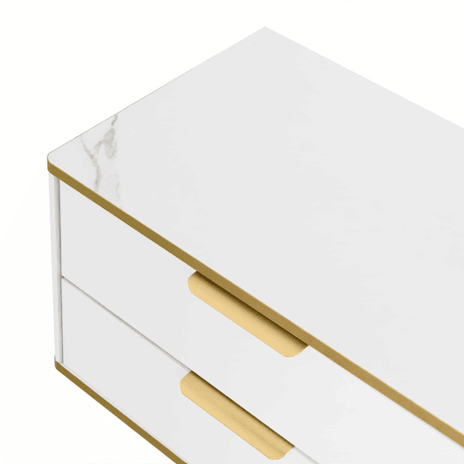 Móvel moderno para televisão - com 2 portas e 2 gavetas - pés metálicos - Branco
