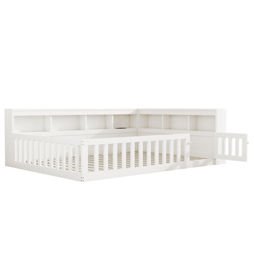 Cama Daybett 140x200cm - Sofá-cama, com arrumação, com estrado (sem colchão), com tomada e USB - Branco