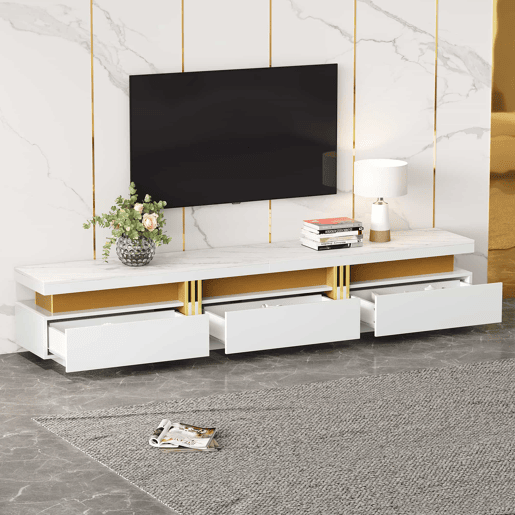 Conjunto de móveis para TV branco - Mesa de centro + móvel para TV - Multifuncional Conjunto de móveis para TV branco - Mesa de centro + móvel para TV - Multifuncional