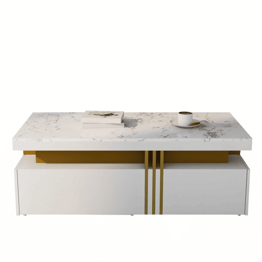 Conjunto de móveis para TV branco - Mesa de centro + móvel para TV - Multifuncional Conjunto de móveis para TV branco - Mesa de centro + móvel para TV - Multifuncional