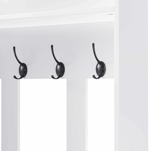 Conjunto de guarda-roupa 100x180x35 cm - Guarda-roupa com assento, 4 ganchos, portas e gavetas - Branco