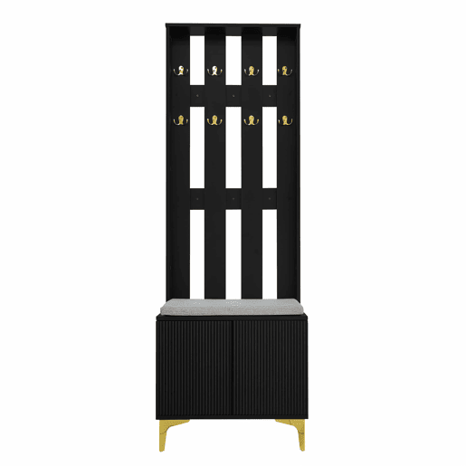 Roupeiro para sala de estar - com ganchos e sapateira - Preto Roupeiro para sala de estar - com ganchos e sapateira - Preto