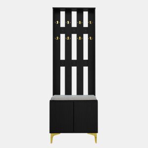 Roupeiro para sala de estar - com ganchos e sapateira - Preto