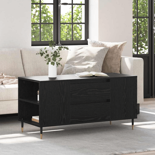 Mesa de Centro, Mesa baixa, com gaveta Carvalho Preto 102 x 44,5 x 50 cm