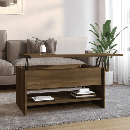 Mesa de Centro, Mesa baixa, 80x50x40 cm derivados madeira carvalho castanho