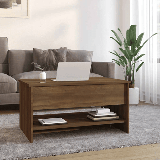 Mesa de Centro, Mesa baixa, 80x50x40 cm derivados madeira carvalho castanho