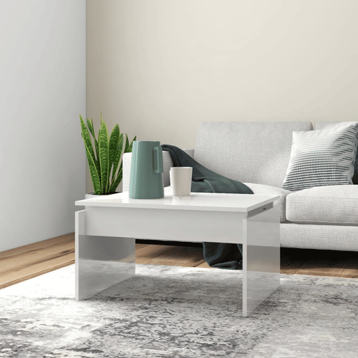 Mesa de Centro, Mesa baixa, 68x50x38 cm derivados madeira branco brilhante