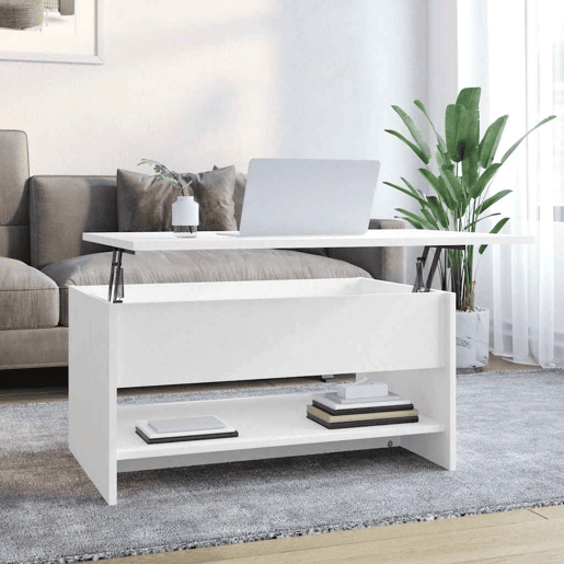 Mesa de Centro, Mesa baixa, 80x50x40 cm derivados de madeira branco