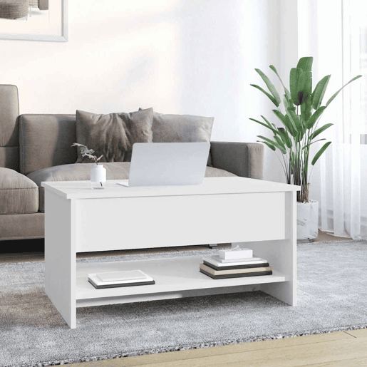 Mesa de Centro, Mesa baixa, 80x50x40 cm derivados de madeira branco