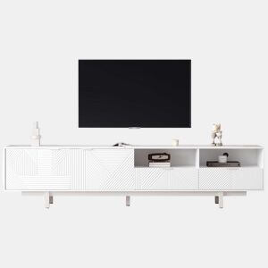 Armário TV 200 cm - com 3 compartimentos e 2 gavetas - TV 90u201D capacidade máxima - Branco