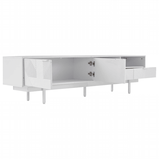 Armário TV 200 cm - com 3 compartimentos e 2 gavetas - TV 90u201D capacidade máxima - Branco