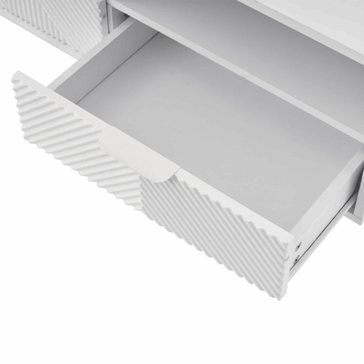 Armário TV 200 cm - com 3 compartimentos e 2 gavetas - TV 90u201D capacidade máxima - Branco