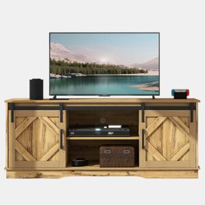 Móvel de TV grande 150x40x60 cm - 2 portas de correr, prateleiras ajustáveis, design moderno vintage - Castanho