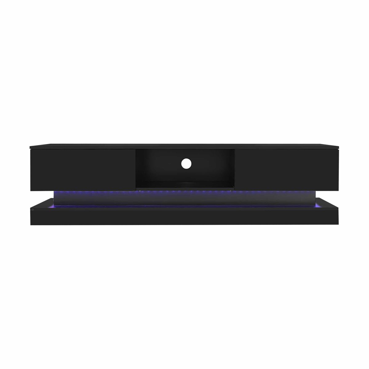 mueble tv 160x35x405 cm - con led 2 cajones control de aplicacion diseno anti-caida - negro
