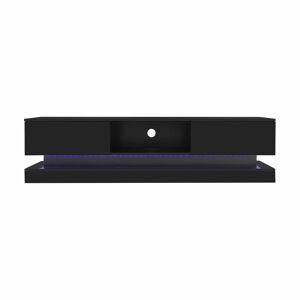 Móvel de TV 160x35x40,5 cm - Com LED, 2 gavetas, controlo de aplicação, design anti-queda - Preto