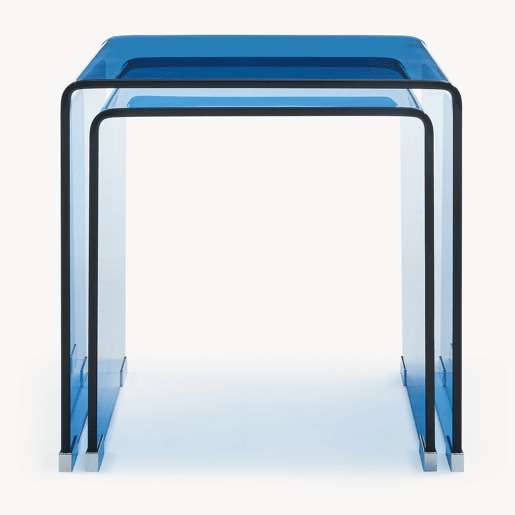 Mesa de aninhamento de 2 peças Kariengem Vidro temperado Azul en.casa