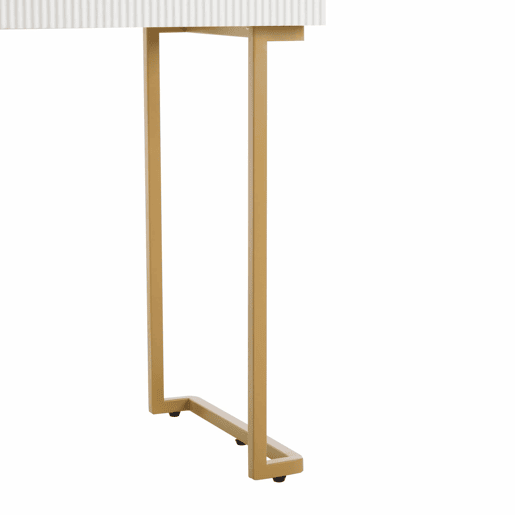 Conjunto de toucador com espelho LED - 120x45x115 cm - mesa com vidro temperado, armário - Branco, Dourado