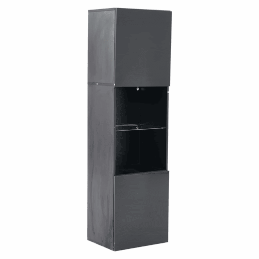 Vitrine alta 45x35x160 cm - LED, 1 prateleira de vidro - Preto brilhante