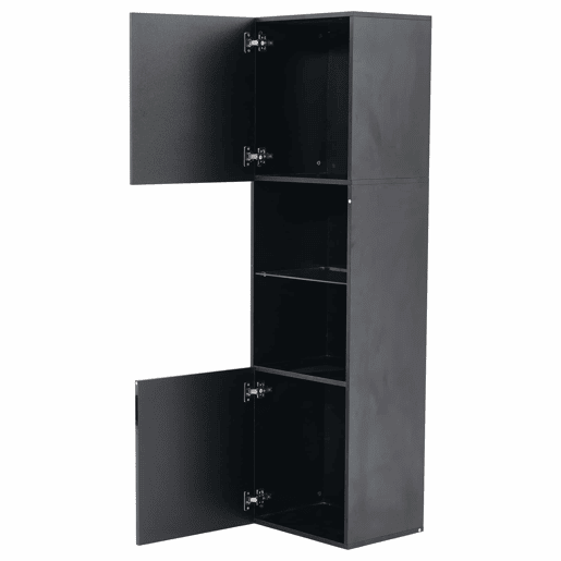 Vitrine alta 45x35x160 cm - LED, 1 prateleira de vidro - Preto brilhante