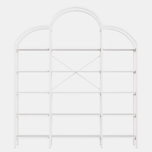 Estante 170x26x190 cm - 5 níveis, design em forma de nuvem, aço e MDF, fácil montagem - Branco