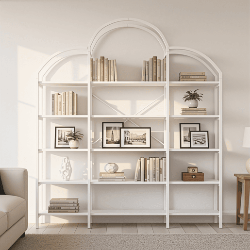 Estante 170x26x190 cm - 5 níveis, design em forma de nuvem, aço e MDF, fácil montagem - Branco