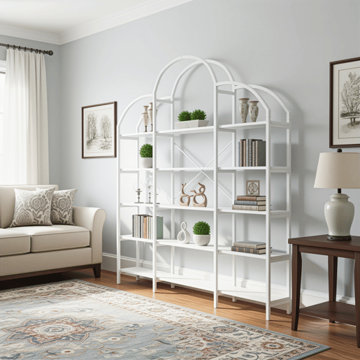 Estante 170x26x190 cm - 5 níveis, design em forma de nuvem, aço e MDF, fácil montagem - Branco