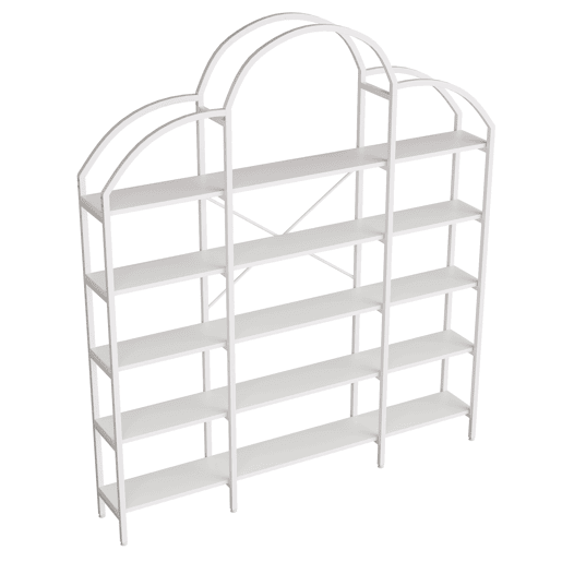 Estante 170x26x190 cm - 5 níveis, design em forma de nuvem, aço e MDF, fácil montagem - Branco