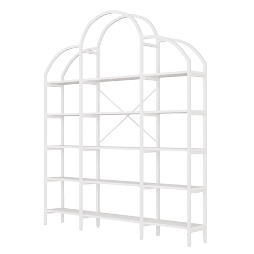 Estante 170x26x190 cm - 5 níveis, design em forma de nuvem, aço e MDF, fácil montagem - Branco