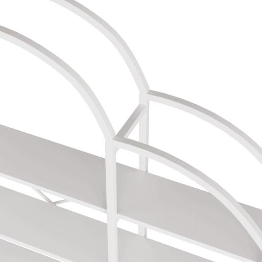 Estante 170x26x190 cm - 5 níveis, design em forma de nuvem, aço e MDF, fácil montagem - Branco