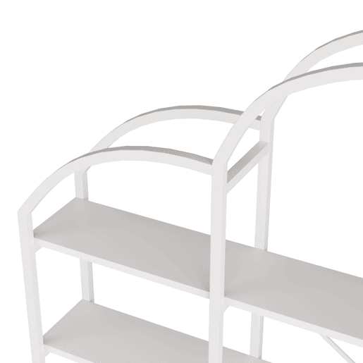 Estante 170x26x190 cm - 5 níveis, design em forma de nuvem, aço e MDF, fácil montagem - Branco