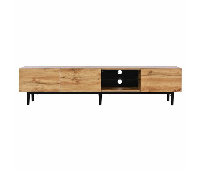 Mueble tv con led 175cm - 3 puertas + 2 estantes - estilo industrial - natural