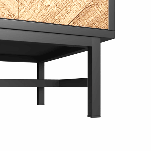 Mesa de TV 150x38x55cm - com prateleiras e 2 portas - Natural + Preto