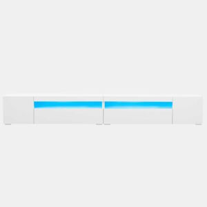 Móvel de TV 240 cm - Painel brilhante, iluminação LED variável - Branco