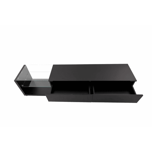 Suporte para TV 170cm com LED e ecrã de vidro - 2 gavetas - Preto