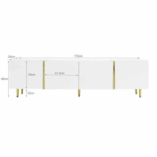 Mesa de TV L 170 cm - com 4 portas - MDF - Branco Mesa de TV L 170 cm - com 4 portas - MDF - Branco