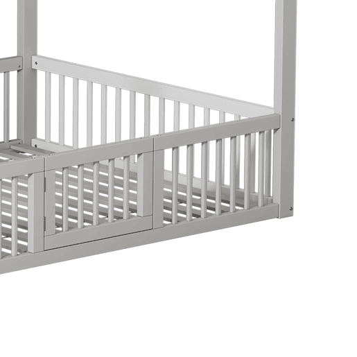 Cama de madeira maciça 140x200 cm - Cama de casal, cama baixa, cama de casa com porta - Branca