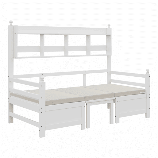 Sofá-cama multifuncional 200x90 cm - 2 em 1 cama e secretária, convertível, com estante, com almofadas confortáveis - Branco