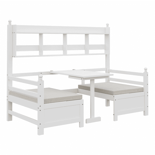 Sofá-cama multifuncional 200x90 cm - 2 em 1 cama e secretária, convertível, com estante, com almofadas confortáveis - Branco