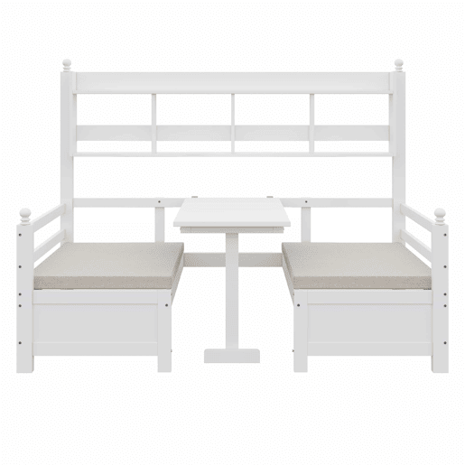 Sofá-cama multifuncional 200x90 cm - 2 em 1 cama e secretária, convertível, com estante, com almofadas confortáveis - Branco