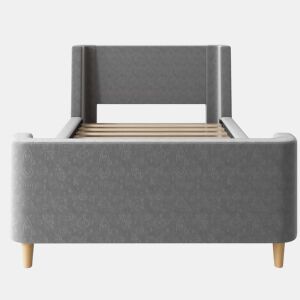 Cama de criança 90x200 cm estofada em veludo cinzento (colchão não incluído)