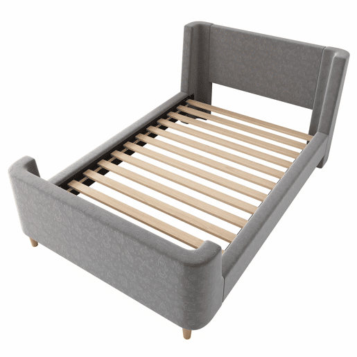 Cama de criança 90x200 cm estofada em veludo cinzento (colchão não incluído)