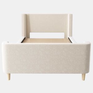 Cama de criança 90x200 cm estofada em veludo bege (colchão não incluído)