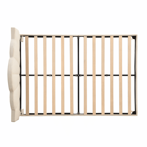 Cama de criança em veludo - 140x190cm - cabeceira em forma de concha - Bege