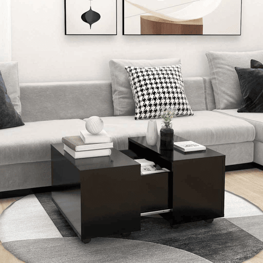 Mesa de Centro, Mesa baixa, 60x60x38 cm derivados de madeira preto